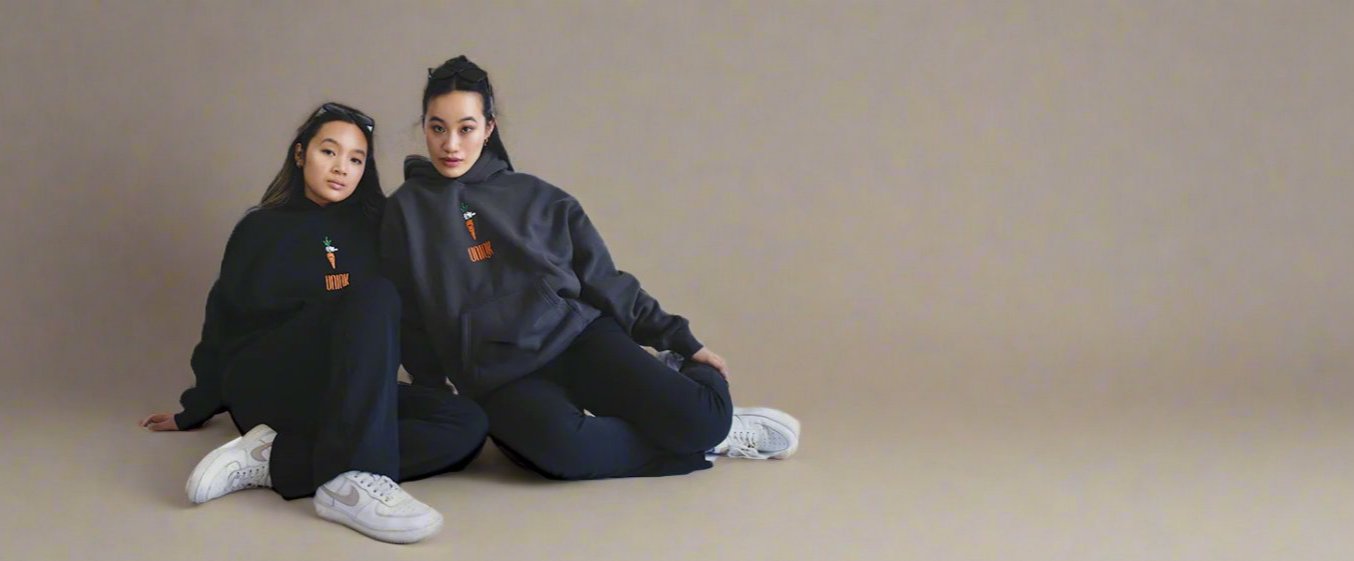 Carrot Stick Hoodie 600 gsm heavyweight black and grey
