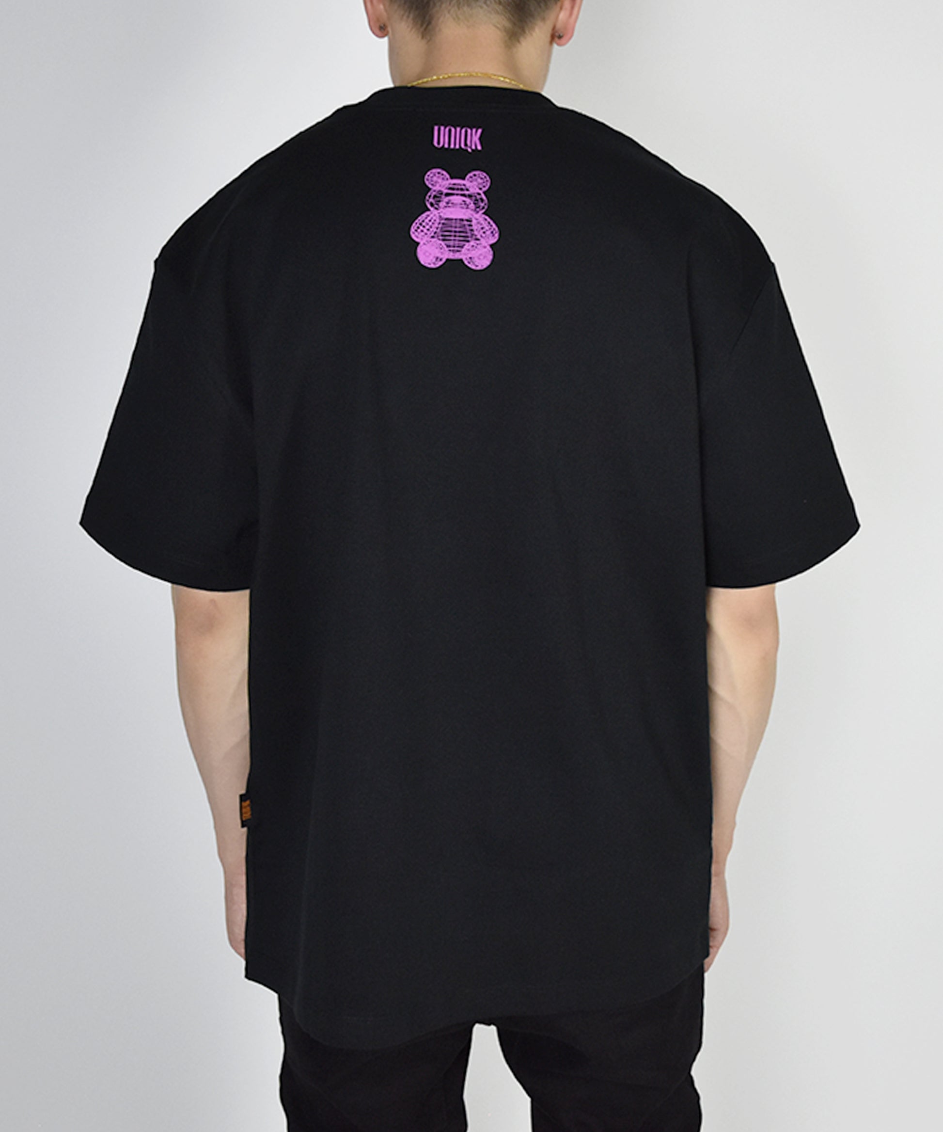 Uniqk Teddy Bear Oversized T-shirt Black Model Back