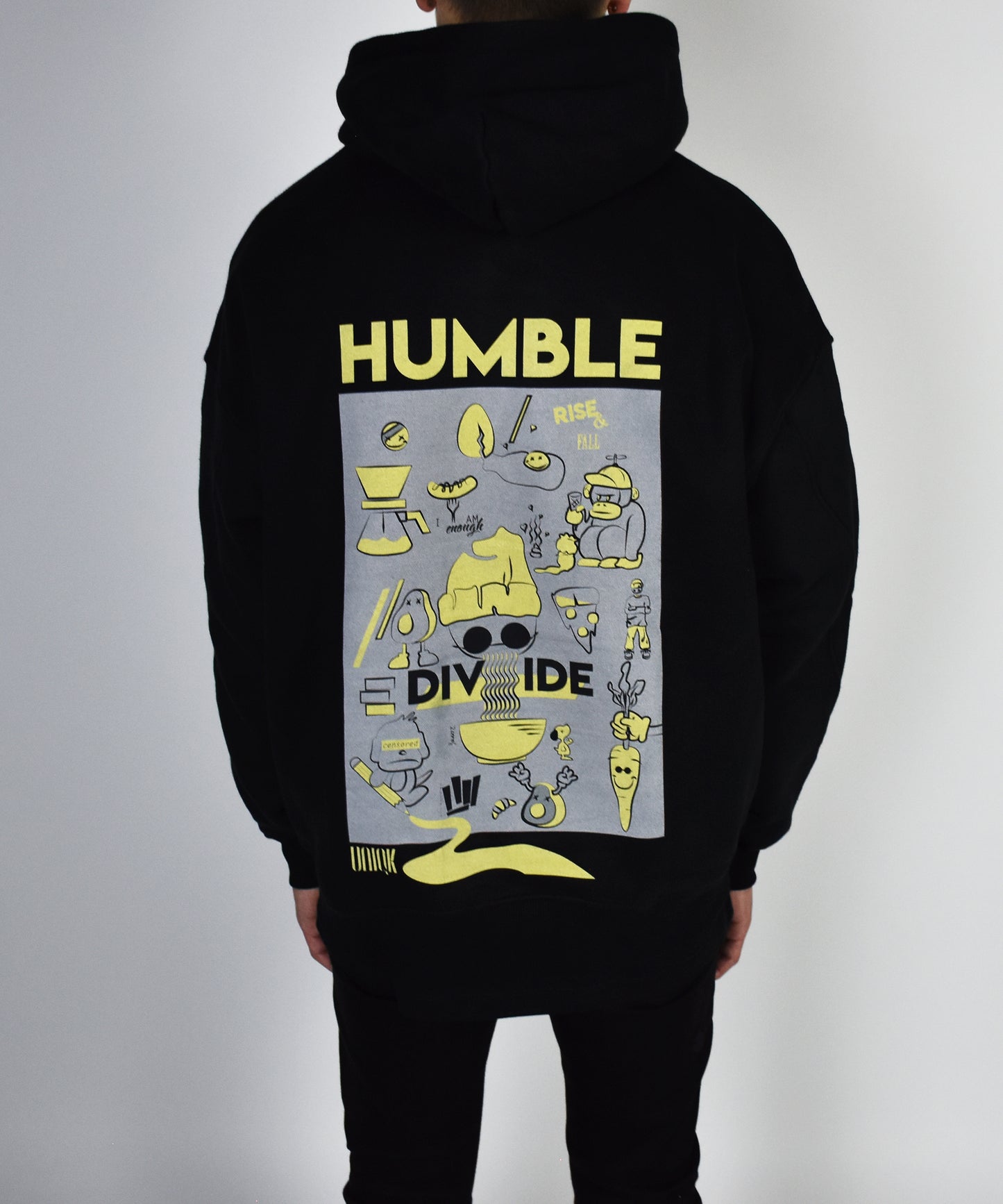 Uniqk Artwork Oversized Hoodie Yellow Model Back